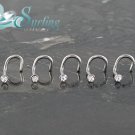 LOT OF 5 WHITE JEWELED GEM NOSE RINGs SCREWS STUDS 18G