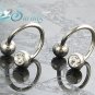 NEW 2 WHITE SPIRAL DOUBLE GEM BELLY NAVEL RINGS 14G