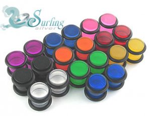 LOT 20 0g UV ACRYLIC PLUGS GROOVES EARRINGS 0 GAUGE