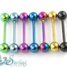 LOT 7 SOLID G5 TITANIUM COLOR TONGUE BARBELL RINGS 14G