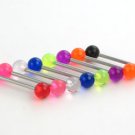 WHOLESALE LOT OF 8 ACRYLIC TONGUE BARBELL RINGS 14G