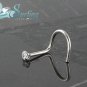 REAL SOLID 14K WHITE GOLD ROUND CUT NOSE RING SCREW 20G