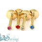 LOT 4 18K GOLD PLATED GEM INTERNALLY MONROE LABRET 14G