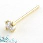 NEW SOLID 14K GOLD CZ NOSE PIN STUD RING BONE SCREW 20G