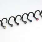 LOT 8 BLACK ACRYLIC JEWEL GEM NOSE SCREWS RINGS 18G