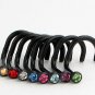 LOT 8 BLACK ACRYLIC JEWEL GEM NOSE SCREWS RINGS 18G
