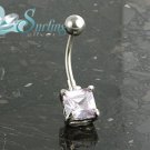 1CARAT PRINCESS CUT CZ SOLITAIRE BELLY NAVEL RING 14G