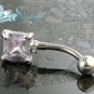 1CARAT PRINCESS CUT CZ SOLITAIRE BELLY NAVEL RING 14G