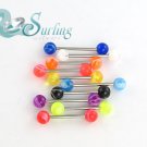 WHOLESALE LOT OF 10 ACRYLIC TONGUE BARBELL RINGS