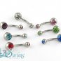 NEW LOT 7 SOLID TITANIUM JEWELED GEM BELLY NAVEL RINGS