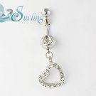 NEW *HOT* WHITE DANGLE HEART CZ BELLY NAVEL RING 14G