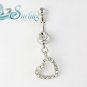 NEW *HOT* WHITE DANGLE HEART CZ BELLY NAVEL RING 14G