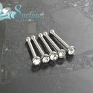LOT OF 5 WHITE JEWELED GEM NOSE RINGs BONES STUDS 20G