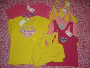 JUNIOR LARGE Cheer Baby cheerleading clothes LOT shirts