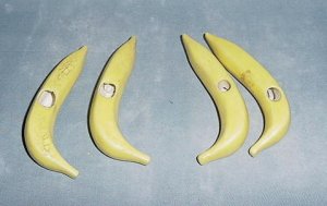 Four Ceramic Banana Beads For Macrame 4"