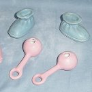 Six Ceramic Baby Theme Beads For Macrame Pink/Blue Six Ceramic Baby Theme Beads For Macrame Pink/Blue