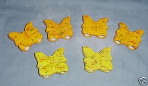 Six Ceramic Butterflies Beads For Macrame Orange/Yellow