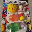 Emoticon Erasers Crown Girl Poo Lipstick Diamond Unicorn Emoji 6 Pack