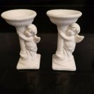 Pair of Mini Cherub Figurines Hugging Pillar