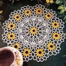 Pattern Black Eyed Susan Crochet Doily, Vintage Floral Centerpiece