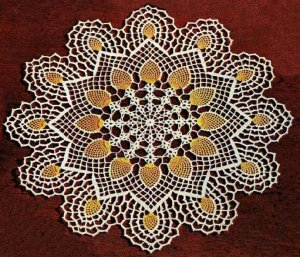 Pineapple Doily Pattern Gold Centerpiece