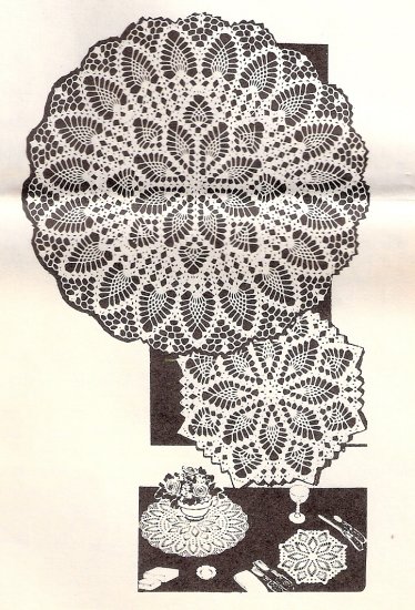 Vintage Crochet Table Patterns Thread Doily Instructions Crochet Set