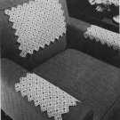 Chair Chair Pattern Set Squares, Arm and Back Pieces, Vtg 1950s Motif Doilies