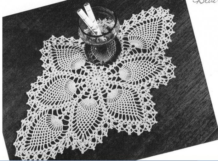 Doily Crochet 7714 Pineapple Doily Oval Crochet