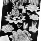 Pineapple Pattern Table Dining Set, Crochet Pattern Doily Cloths, Luncheon Doilies