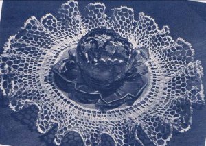 Vintage Crochet Ruffle Doily Pattern with Linen-Center