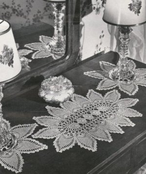 Pineapple Crochet Dresser Doilies Patterns, Doily Mauna Loa Set