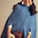 Crochet 2-12  Ponchos  Button Vintage Cape Child Size Pattern