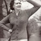 Vintage Knit V-Neck Cardigan  Sweater Pattern