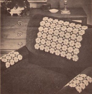 Daisy Crochet Chair Set, Vintage Pattern Crochet Doilies