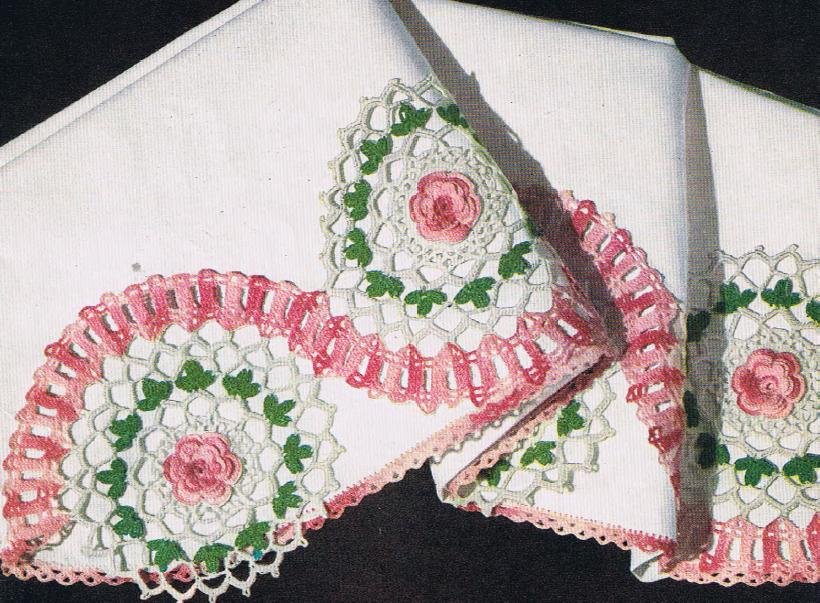 Pillowcase Crochet Edging Pattern Rose Pillowcase