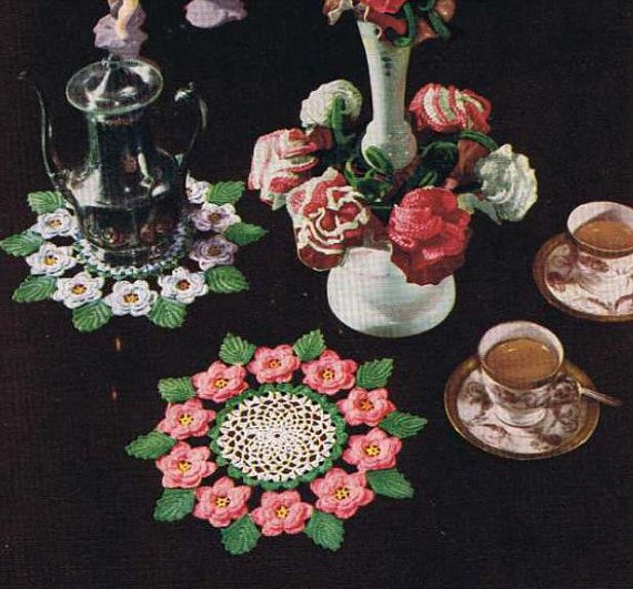 Vintage Flower, Crochet Rose Pattern, Flower Floral Doily