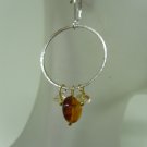 Silver-Tone Amber Bead Earrings