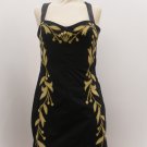 Gold Leaf Black Dress - Size 4