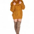 Camel Cowl Neck Knitted Sweater Dress