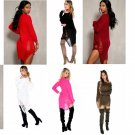 Beige Long Sleeve High-Low Hem Distress Sweater Dress