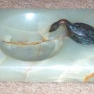 Art Deco bronze goose with green marble base. $30.00