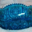 Elegant Blue glass diamond and star cut pattern press glass dish