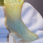 Fenton opalescent glass boot, daisy button & bar, yellow
