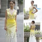 ELYSEMOD A-line V-neck Floor-Length Hand Flower Silk Stain Quick Delivery Evening/ Fromal Dress
