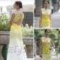 ELYSEMOD A-line V-neck Floor-Length Hand Flower Silk Stain Quick Delivery Evening/ Fromal Dress