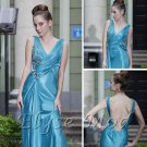 ELYSEMOD A-line V-neck Floor Length Twill Rhinestone Quick Delivery Evening/ Gown Dresses