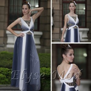 ELYSEMOD A-line Scoop Floor Length Chiffon Rhinestone Quick Delivery Evening/Prom