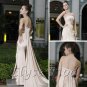 ELYSEMOD A-line Strapless Sweep Train Matter Satin Quick Delivery/ Beauty Formal Dresses