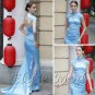 ELYSEMOD Sheath/Colum Halter Asymetrical Embroidery Quick Delivery Bridesmaid Wedding Party Dress