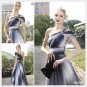 Elysemod A-line One Shoulder Floor-length Capped Short Tencel Chiffon Evening Dress 80236
